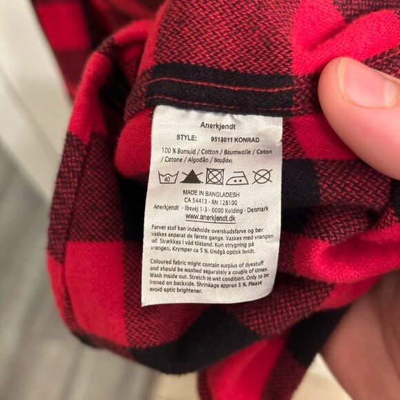 Anerkjendt Red Plaid Button Up Shirt - Picture 5 of 5